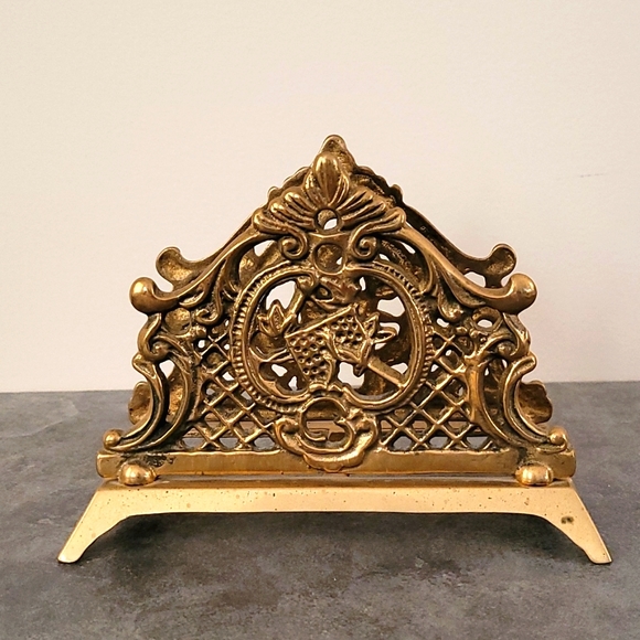 VTG Brass Letter  holder, Napkin Holder, Stationary Organizer - Picture 1 of 4